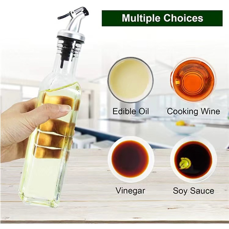 100ml Empty Clear Square Cooking Oil Olive Oil Glass Bottle with Spout