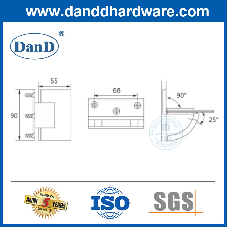Main Glass Pivot Door Price Design 90 Degree Hinge Fittings for Bathroom