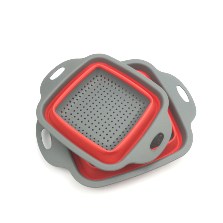 Folding Fruit Vegetable Plastic Kitchen Sink Double Drain Silicone Basket Straine Colander