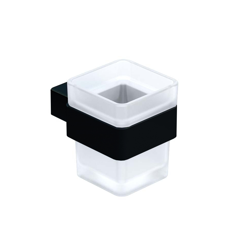 Стакан для ополаскивателя рта с держателем, матовый черный