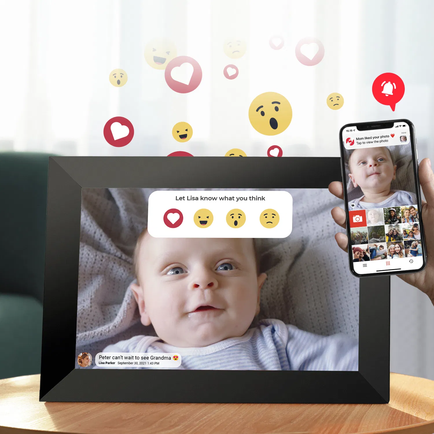 Фоторамка цифровая Frameo 10.1 дюймов WiFi сенсорная