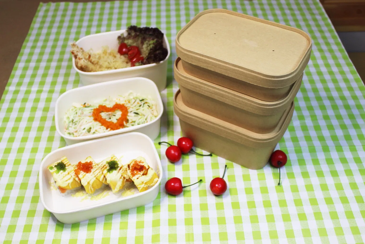 Kraft Super Bowl for Premium Plastic Free Custom Printed Paper Fast Disposable Food Takeaway Box