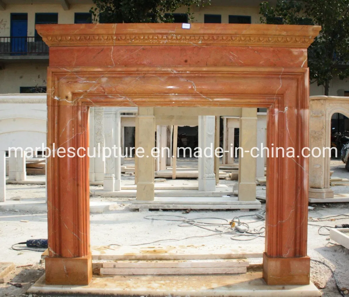 Hand Craft Classical Europe Style Natural Stone Mantel Marble Mixed Color Fireplace (SYMF-192)