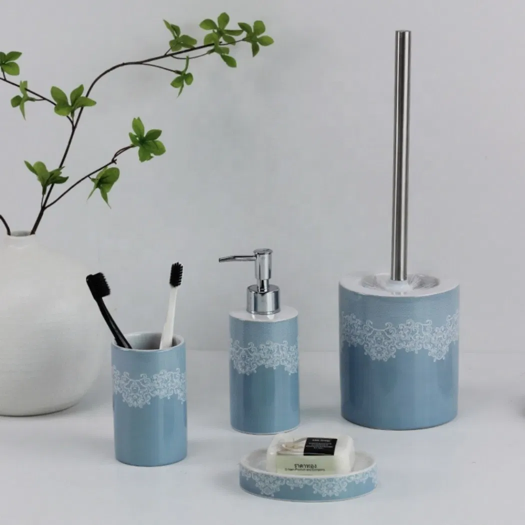 Modern Black White Polyresin Toilet Brush Holder New Design Dark Stripes Pattern Resin Bathroom Accessories Single Set