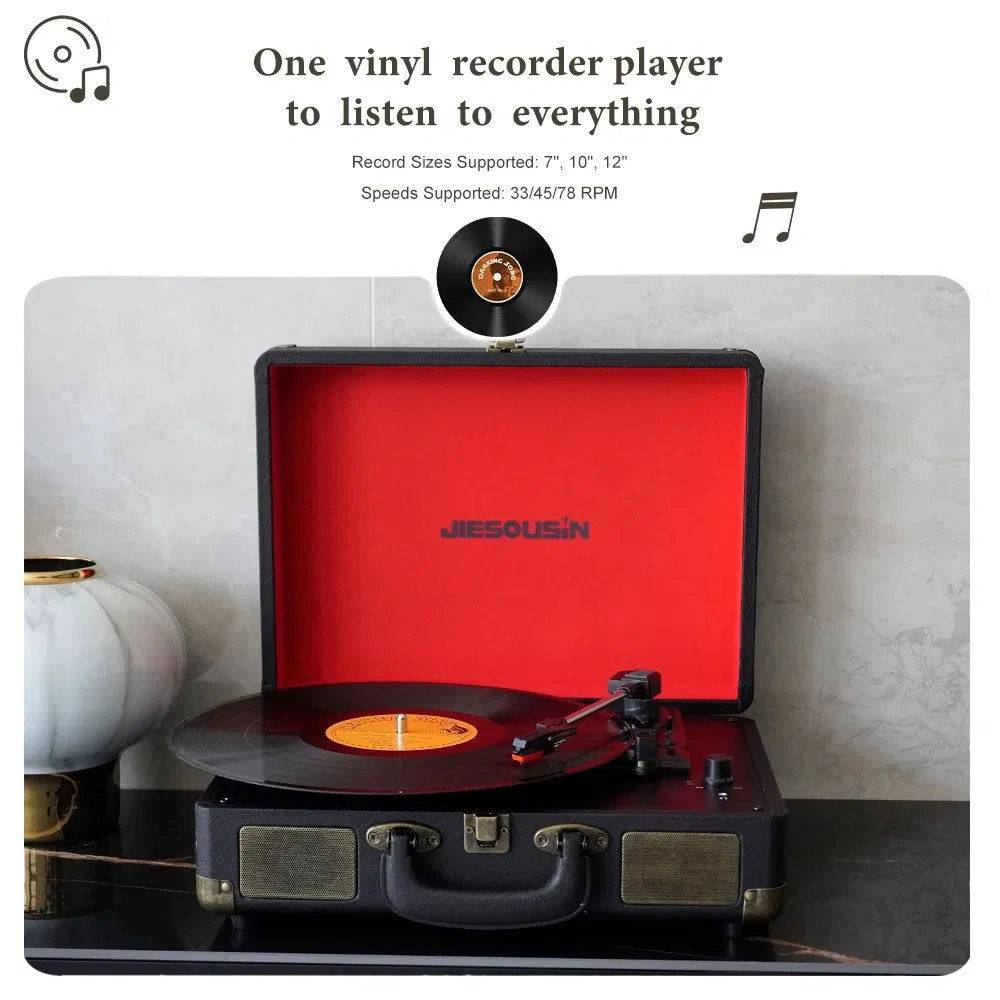 Hot Selling Portable Chargeable HiFi Sound Quality 3 Speed Vintage Vinyl Lp Record Player Turntable Player