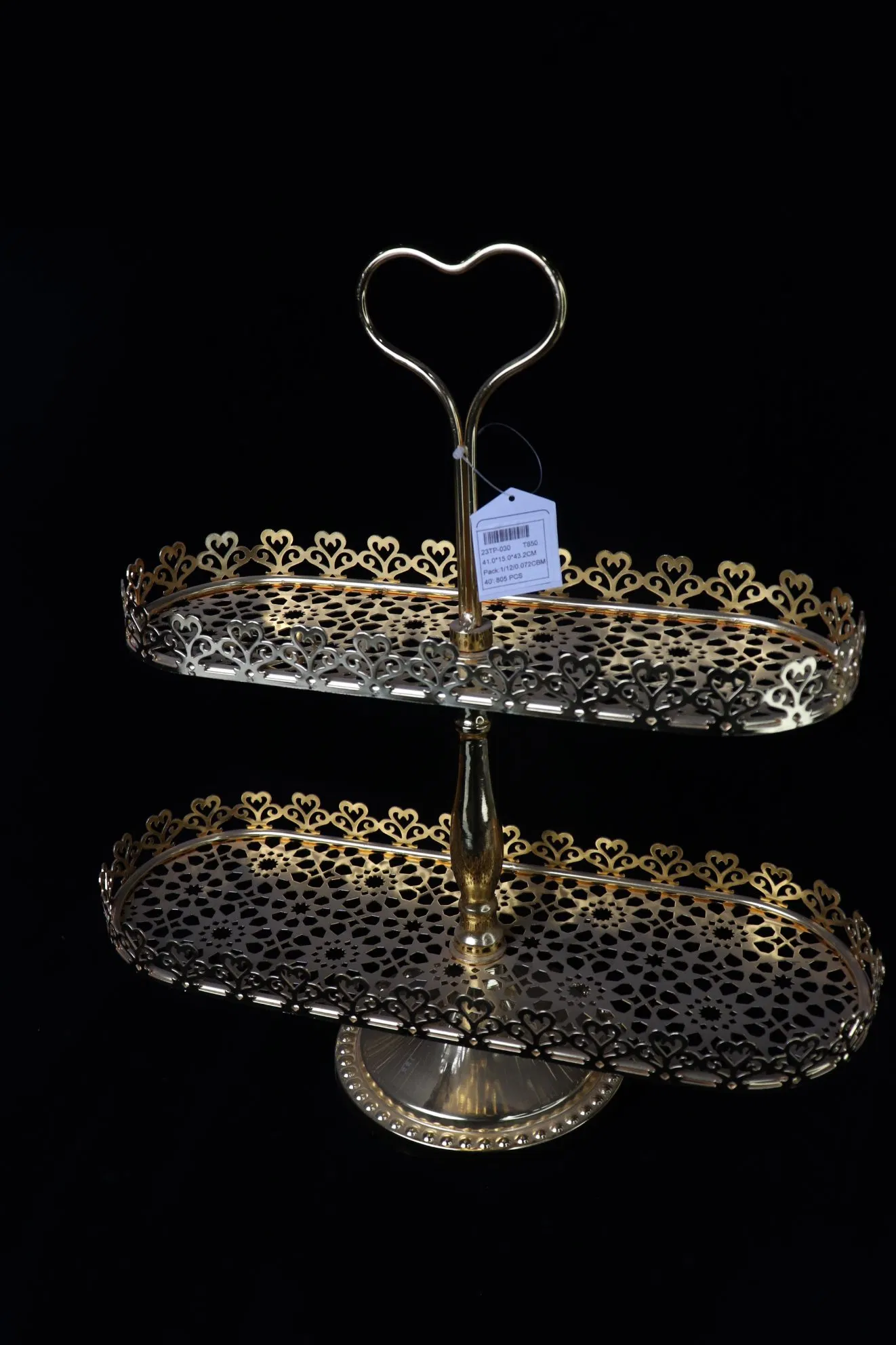 Small Size Ellipse Double Layered Cake Gold-Plated Iron Standard Decoration Pentagram Plate Afternoon Tea Cake Stand