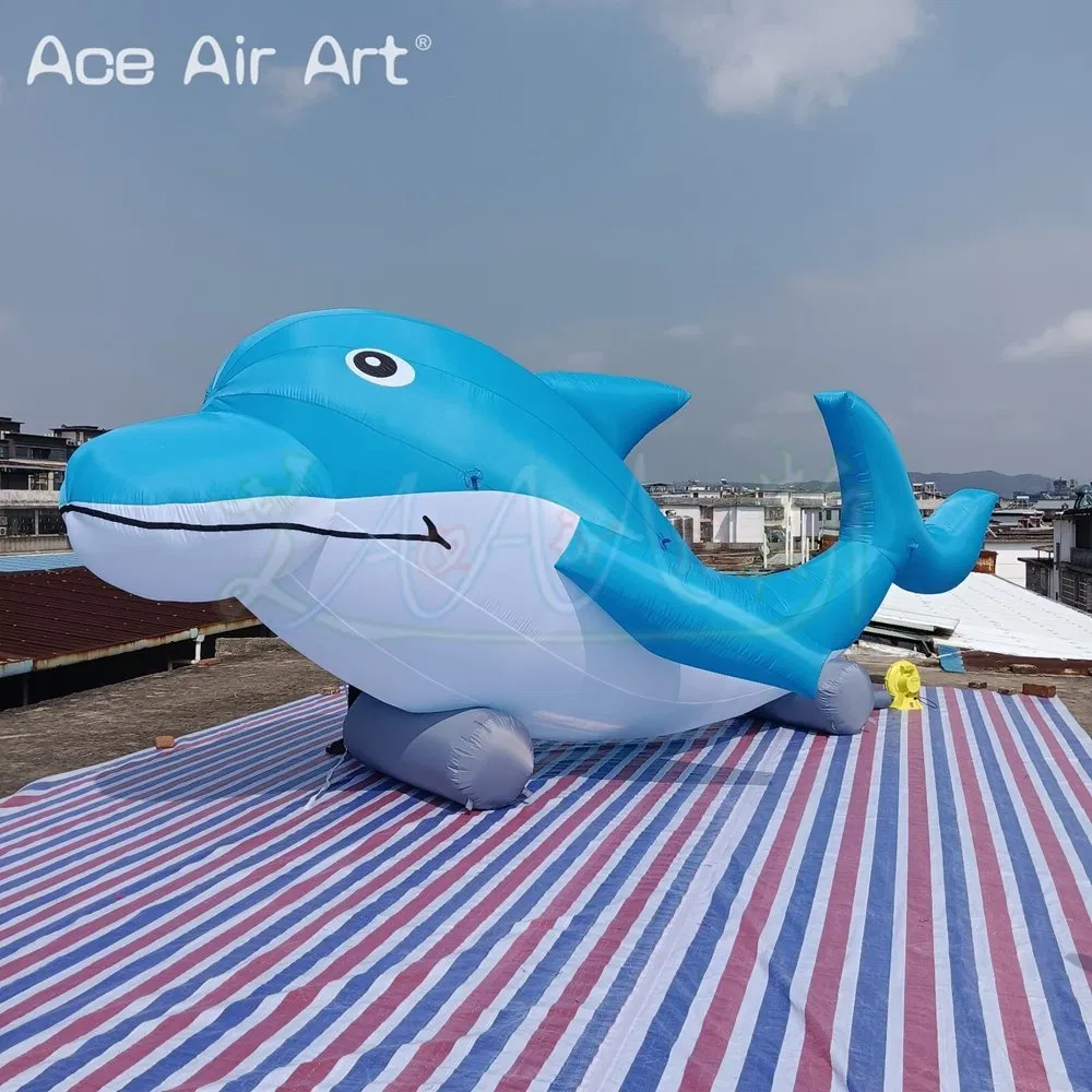 7ml Inflatable Dolphin Inflatable Marine Animal Cartoon Inflatable Blue Dolphin for Advertising Decoration