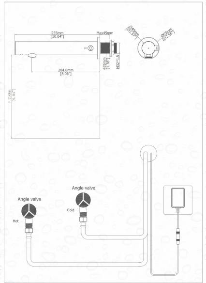 Wall Mounted Sensor Faucet with Hot and Cold Water Adjustment