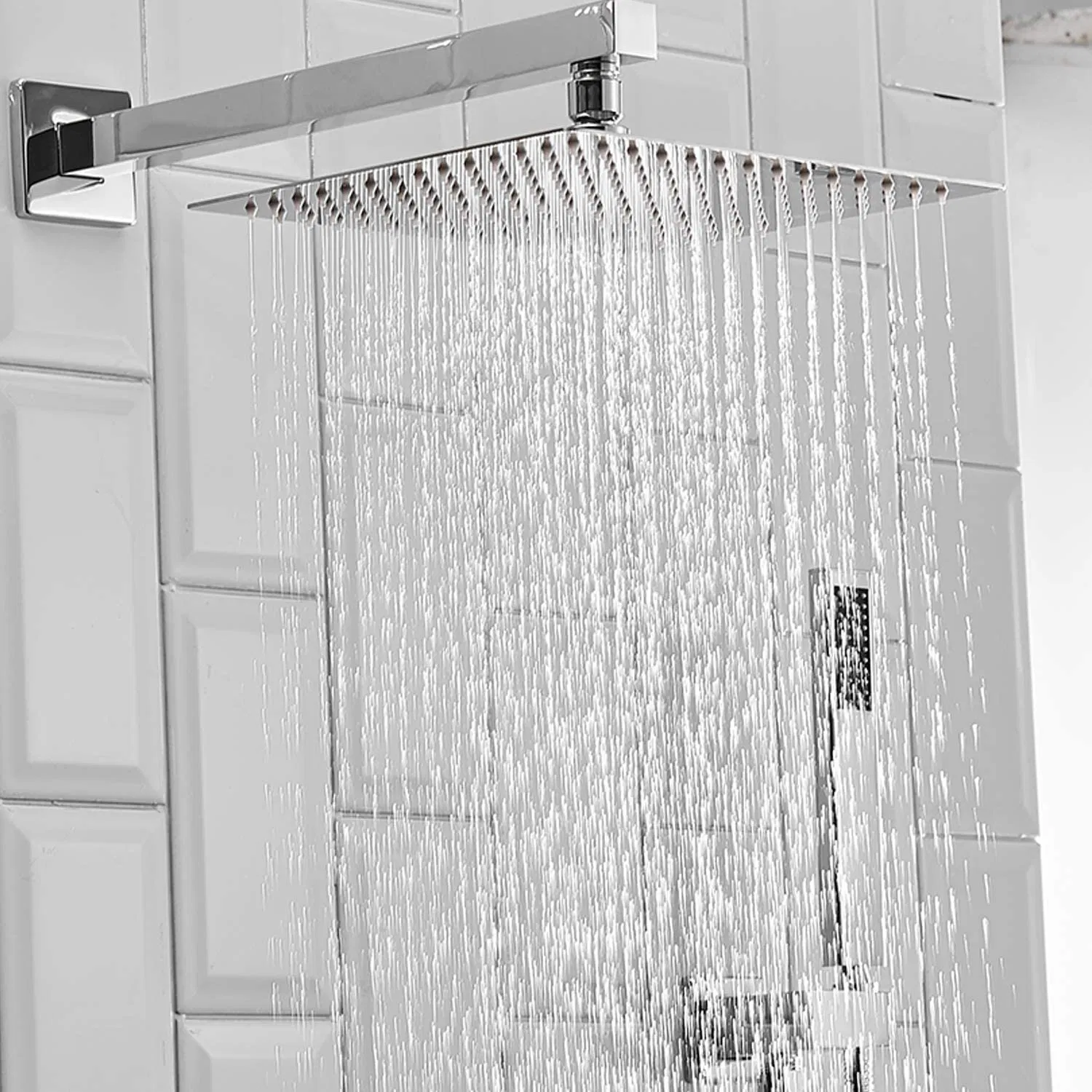 Aquacubic Bathroom Chrome Brass Rainfall Shower System Wall Mount Shower Set Shower Mixer Faucet Set