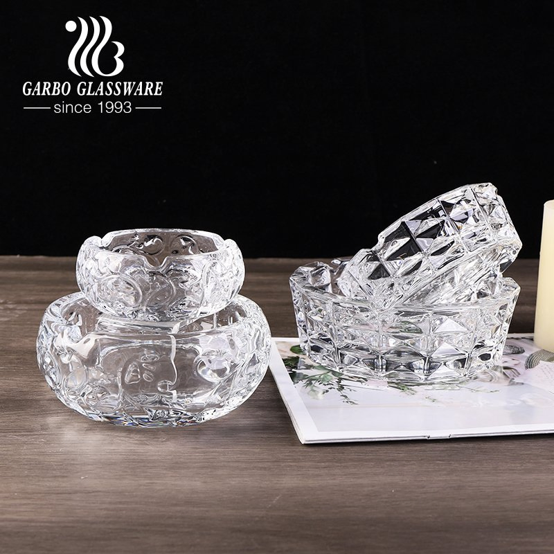 China Top Brand Diamond Decorative Design Glass Ashtray with Custom Plated Color Glass Cigarate Holder for Home Restaurant Hotel Middle East