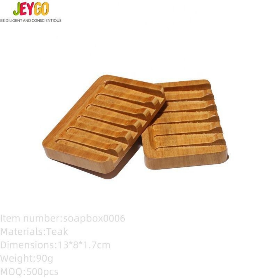 Wholesale Natural Biodegradable Teak Bathroom and Kitchen Self-Draining Soap Box