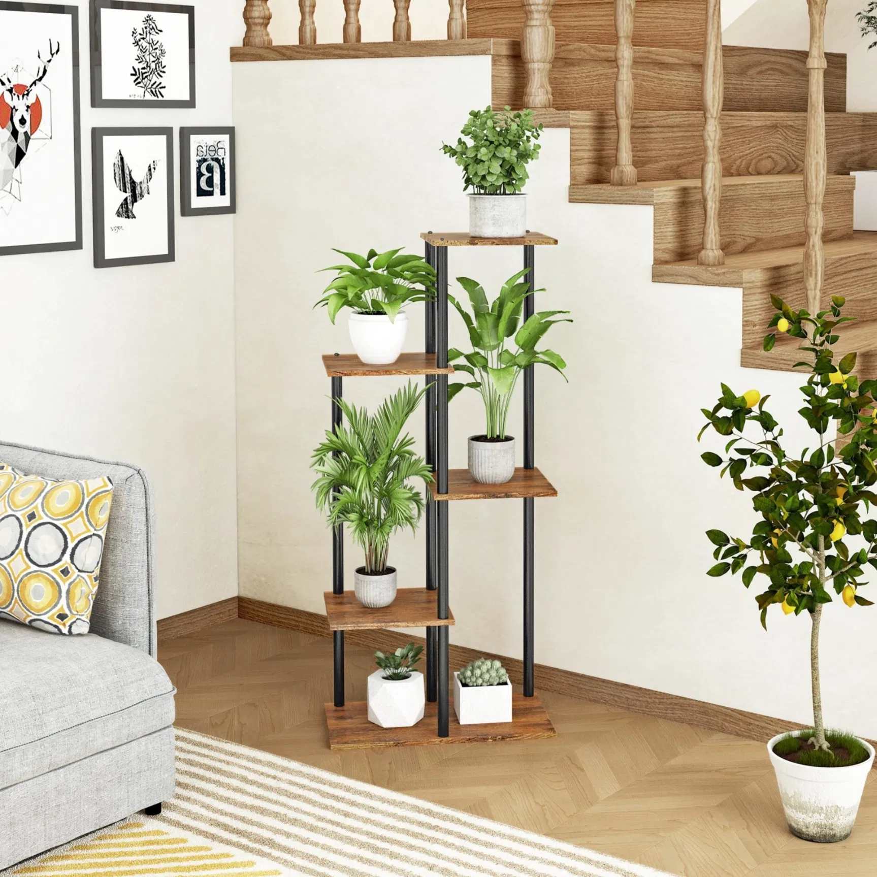 Multiple Applications Storage Rack Easy to Install Multi-Layer Vertical Flower Stand