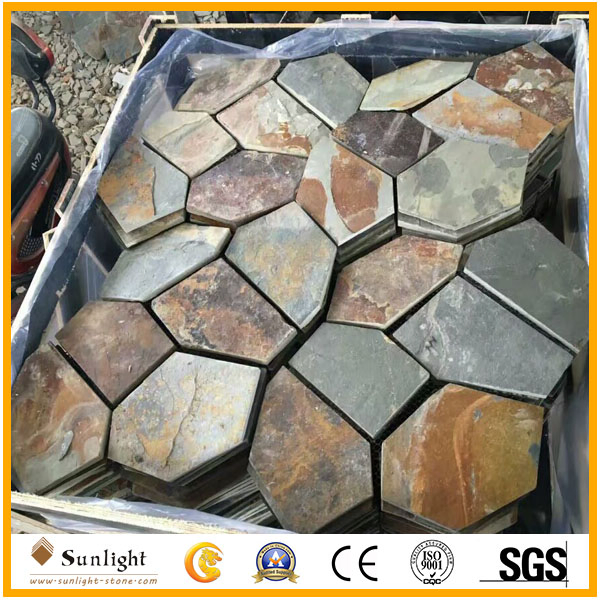 Natural Landscape Black/Rusty Slate Flagstone for Paving