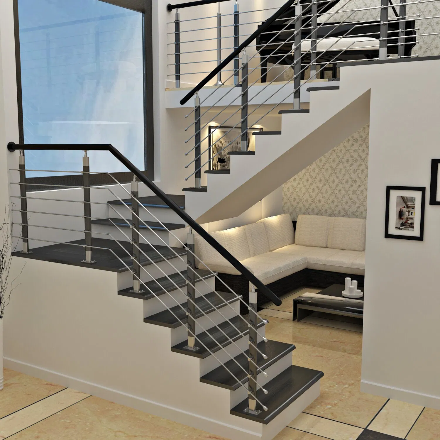 Custom 304/316 Brushed Stainless Steel Fence for Household Iron Carbon Handrail (DMS-B2260)