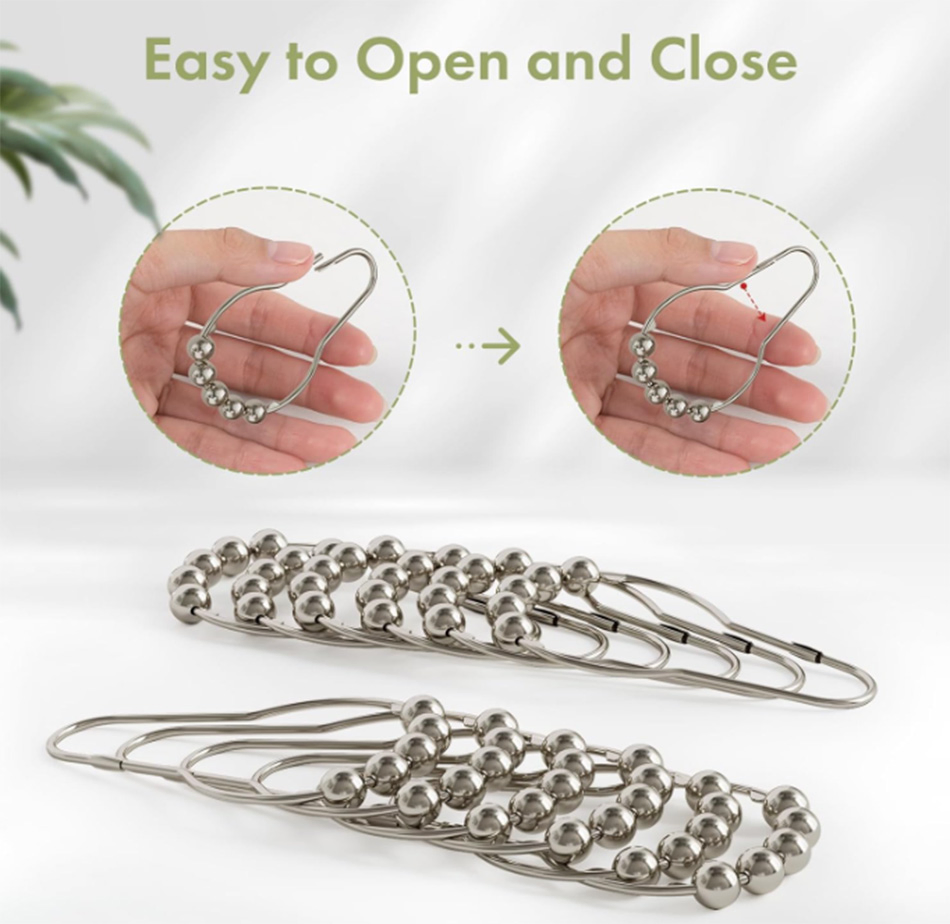 Shower Curtain Hooks Stainless Steel Shower Curtain Hooks for Bathroom Shower Rods