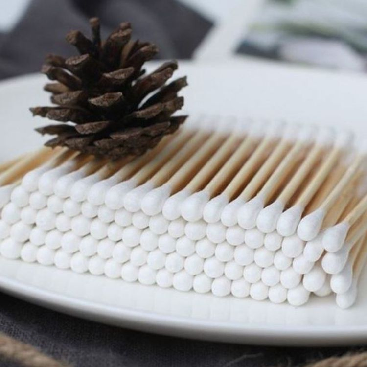 Bamboo Cotton Buds Plastic-Free Product & Packaging 100% Biodegradable Cotton Swabs 200 Units