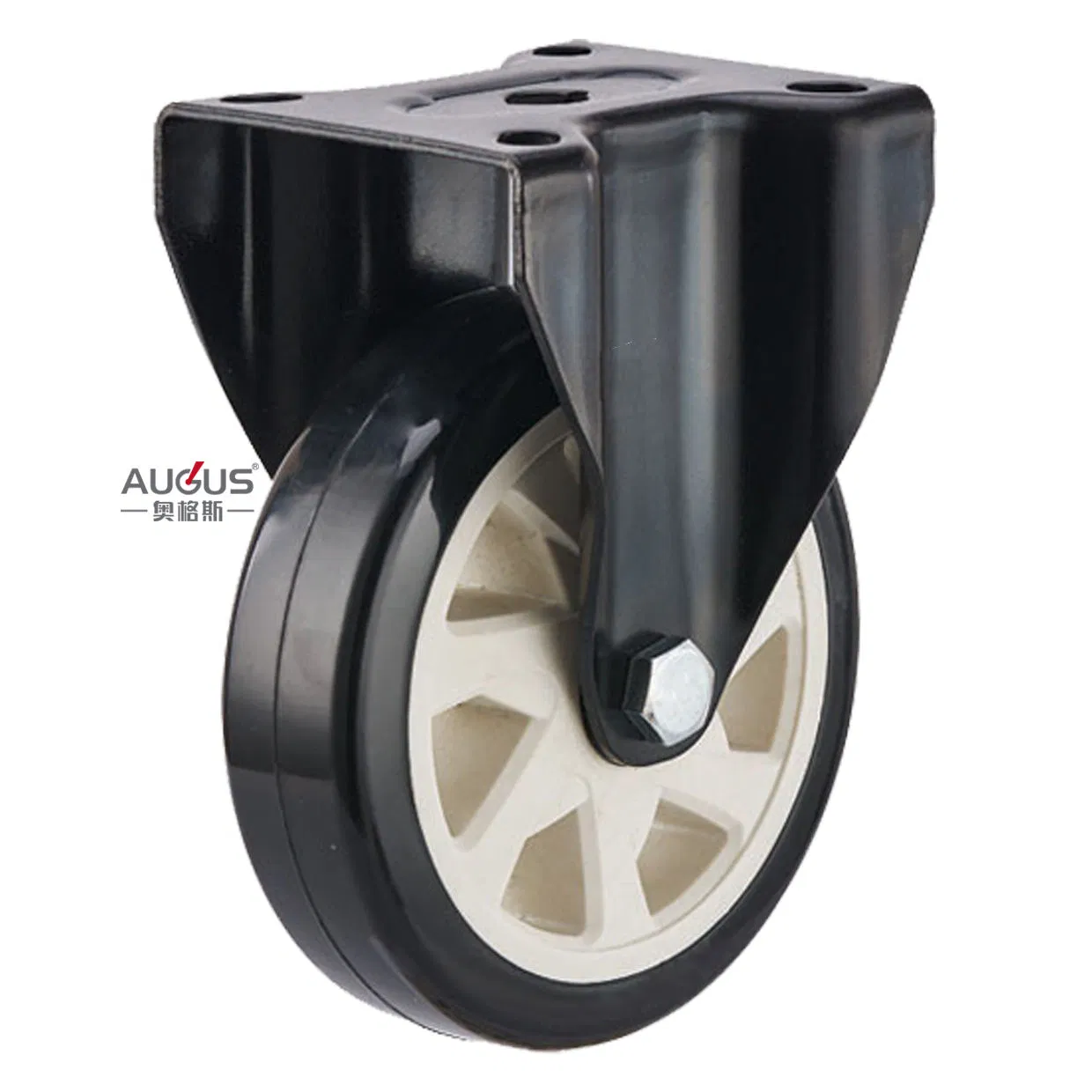 100-150mm Black PU Wheel Screw Trolley Medium Heavy Duty Caster Wheel