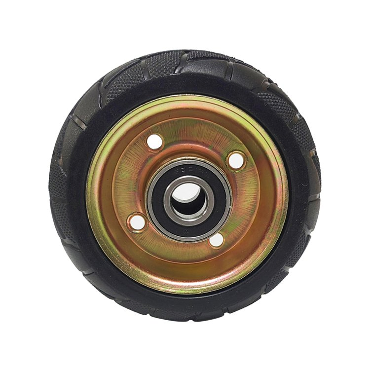 4-Inch Medium-Duty Rubber Casters with Iron Rims and a Non-Slip Textured Surface, Making Them Slip-Resistant and Durable. Suitable for Tool Carts and Handcarts.