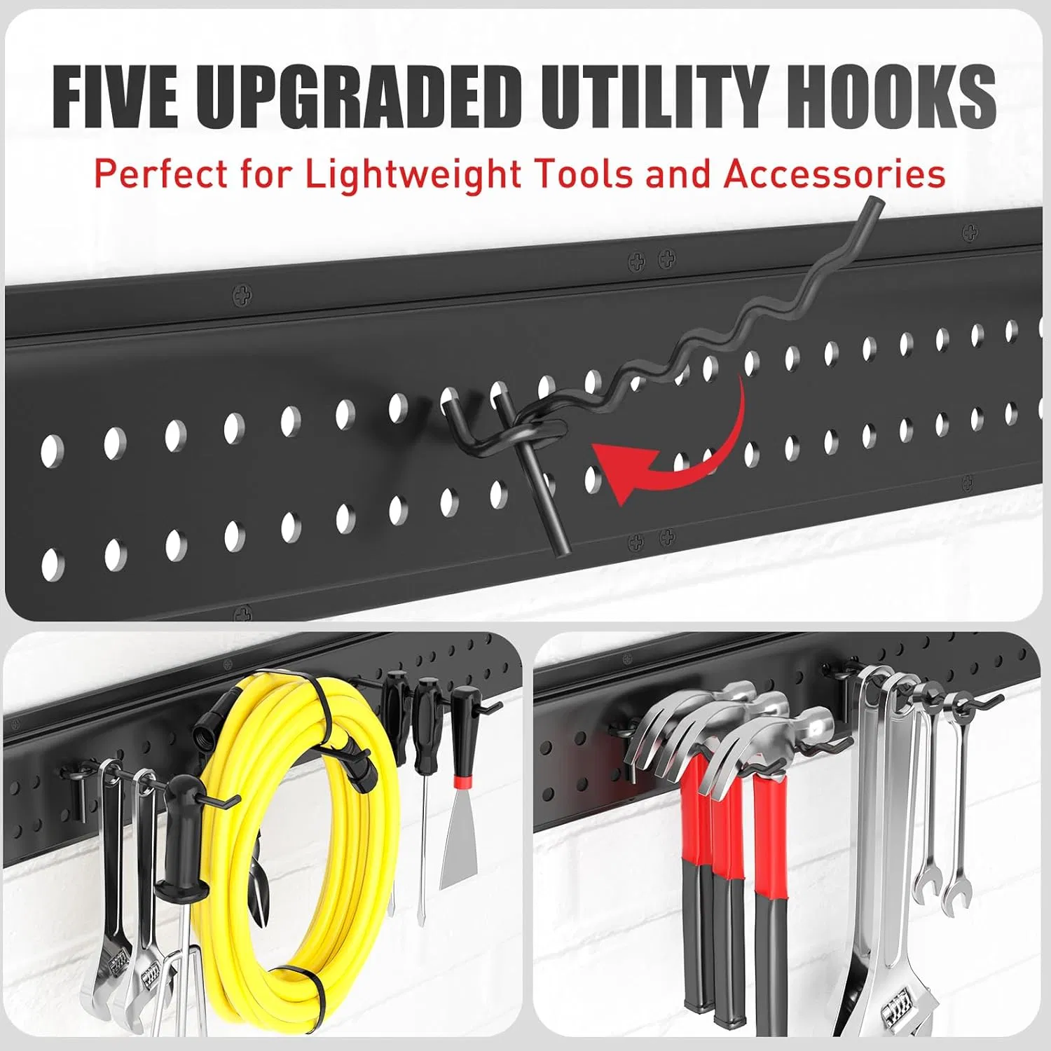 Garden Tool Hook Organizer Wall Mount Tool Storage Rack Shovel Holder