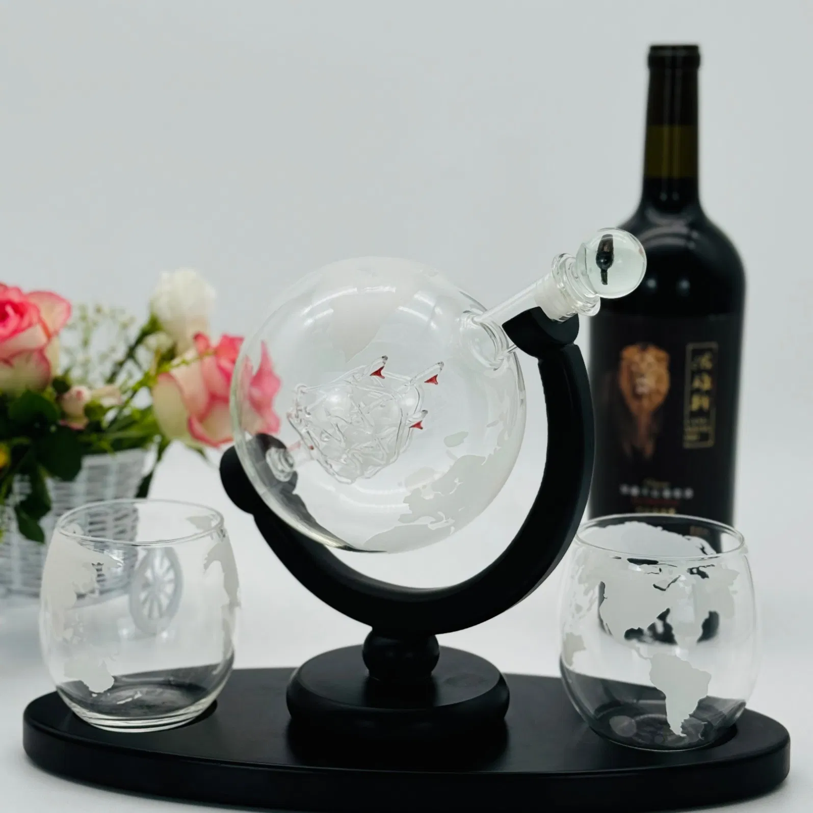 Elegant Crystal Wine Pourer Whiskey Bottle Decanter Gift Set