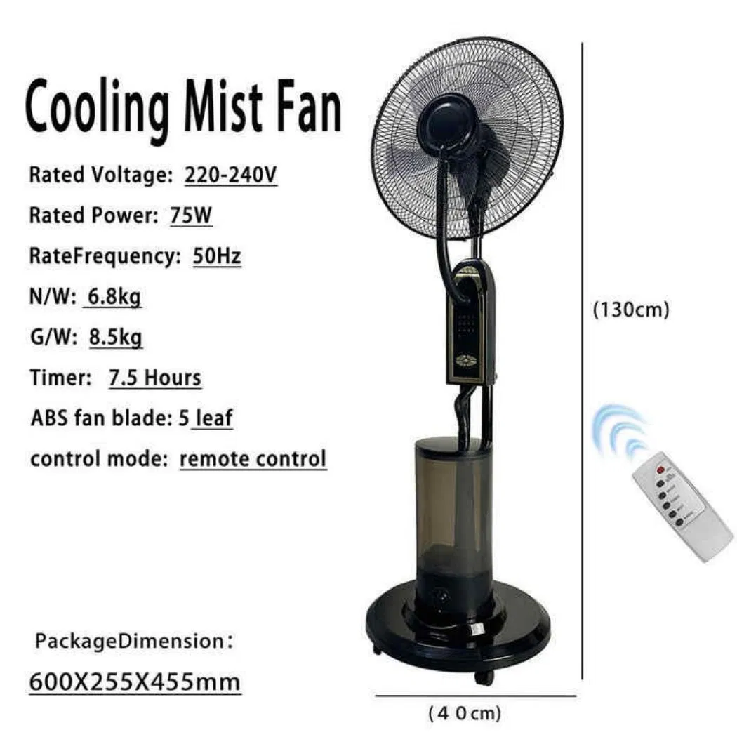 High Speed Warehouse Factory Workshop Mist Spraying Fan with Water Tank