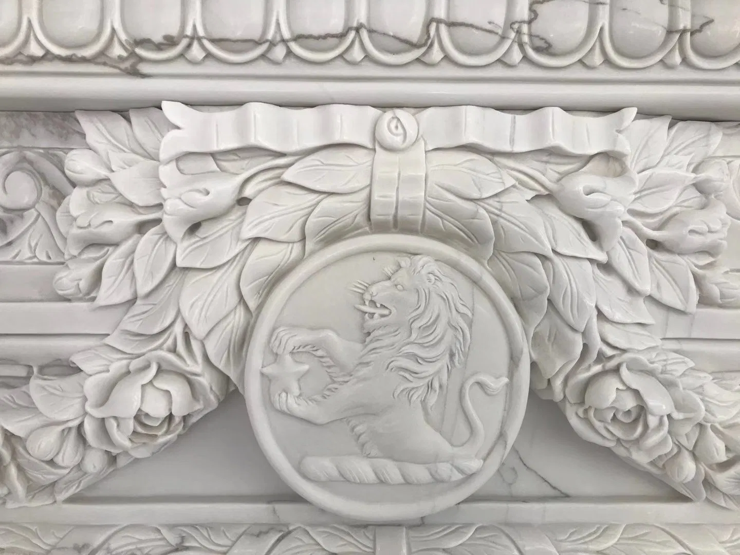 Top Grass White Jade Marble Fireplace