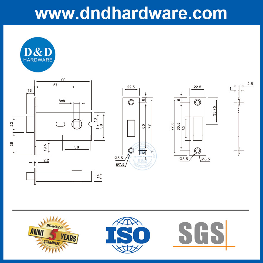 Solid Brass Furniture Hardware Deadbolt Lock for Bathroom Washroom