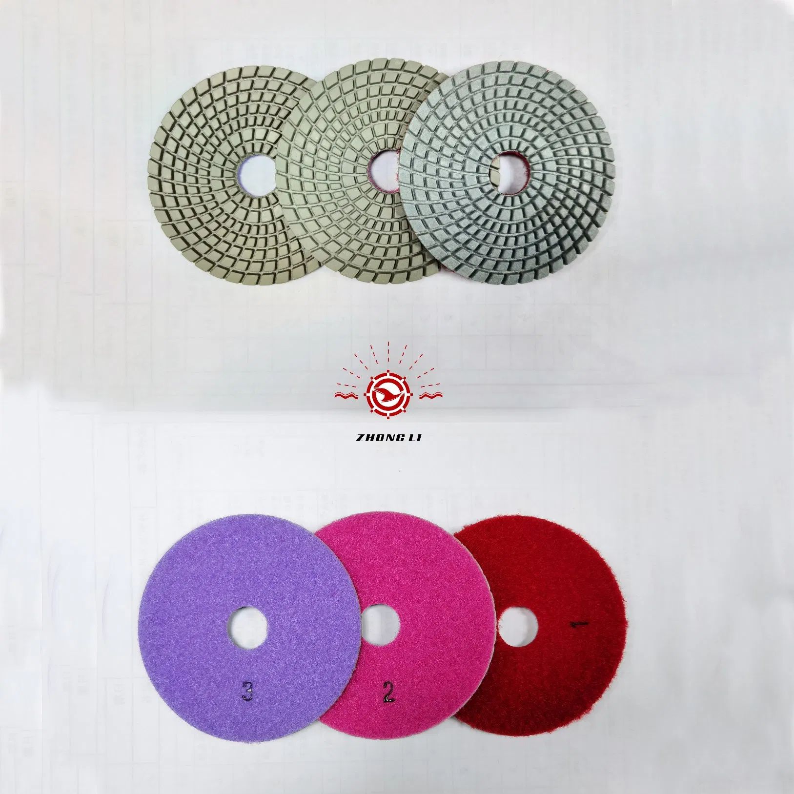 Алмазные полировальные круги 100 мм, 3 шага, для камня и бетона
