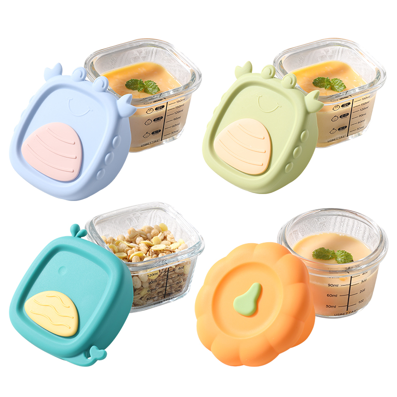 Two Sizes Baby High Borosilicate Glass Food Container Infant Feeding Bowl