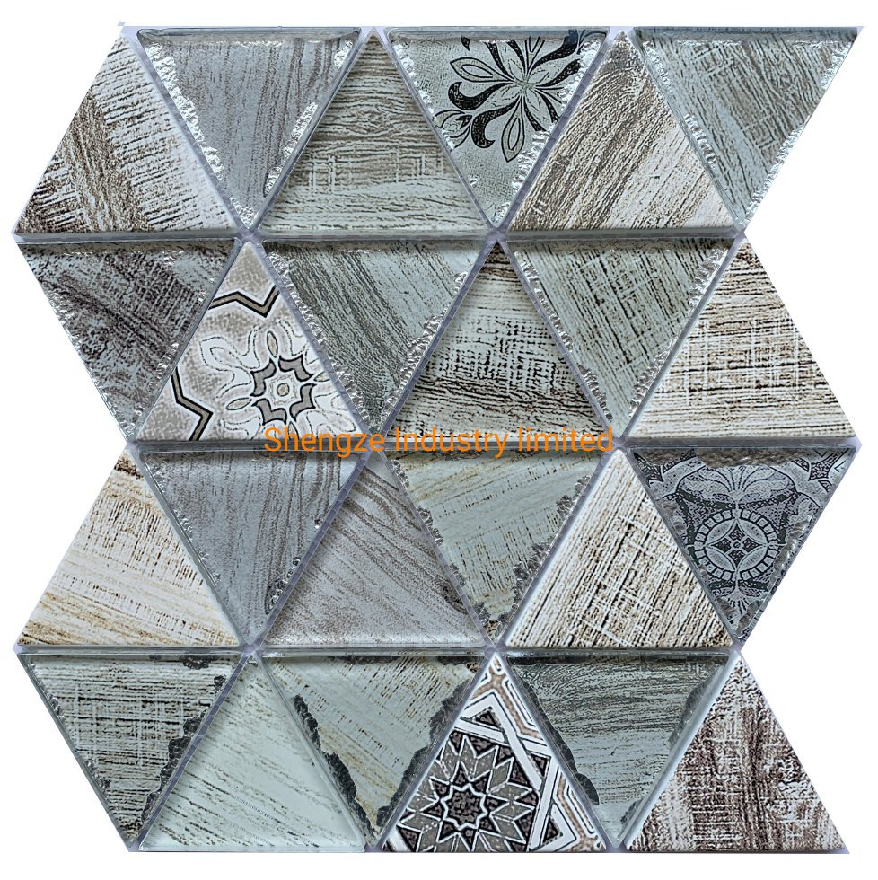 Glass Triangle Glossy Combined Mosaic Tile for Kitchen Bar Lobby