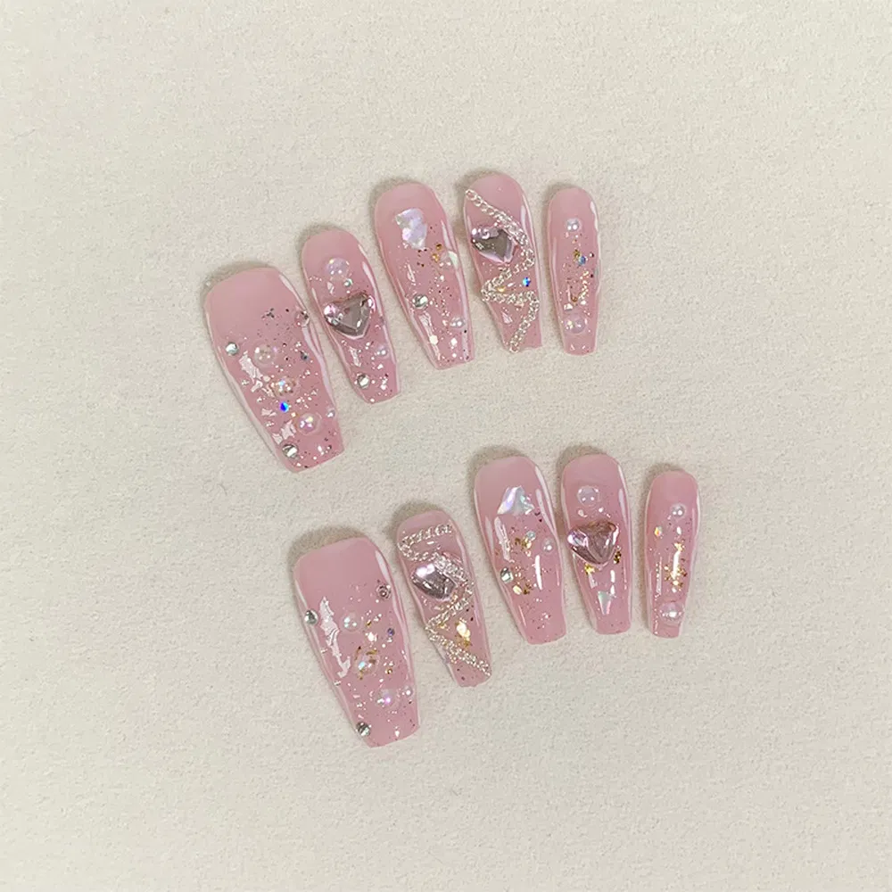 Luxury Artificial Nail Reusable Handmade Custom Thick Acrylic Fake Press on False Nails with Jelly Glue