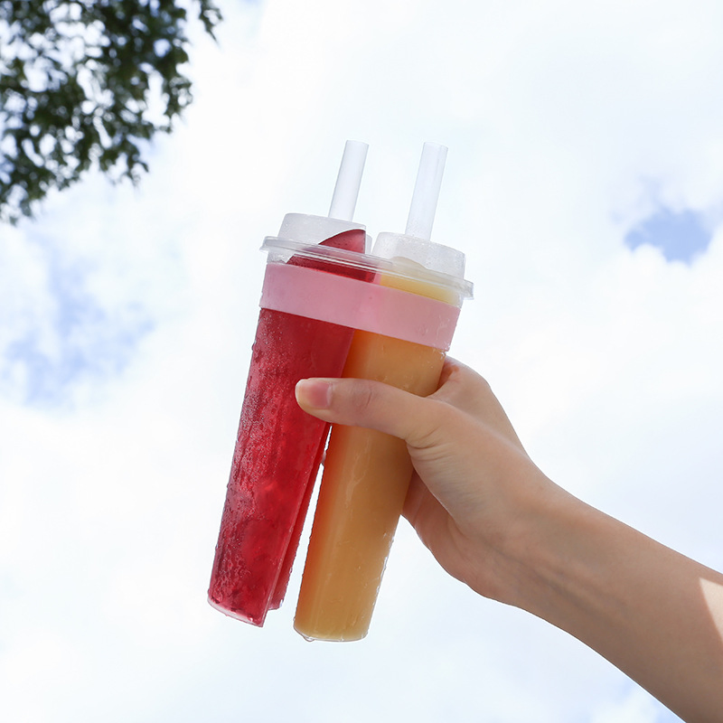 Disposable Sisters Sharing Cup with Lid for Bubble Tea Plastic Products