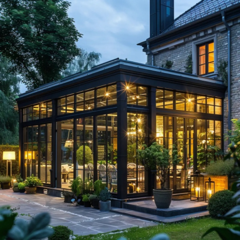 Barbeque Balcony Freestanding Sunroom Round Spherical Shape Triple Glass Panel Glass House