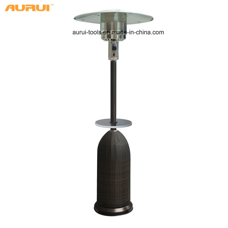Stand Patio Heater with Wicker and Metal with Golden Hammered
