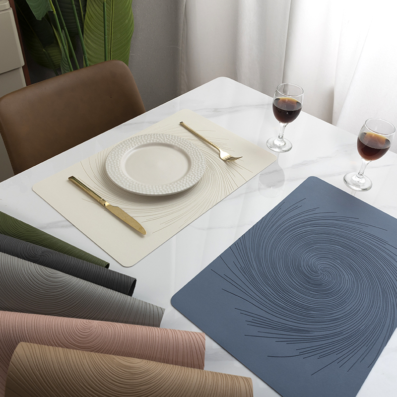Placemat High-End Leather Placemat Circular Hotel Home Dining Table Insulation Placemat