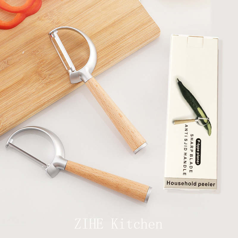 Kitchen Utensils Wooden Handle Fruit Peeler Zinc Alloy Vegetable Peeler