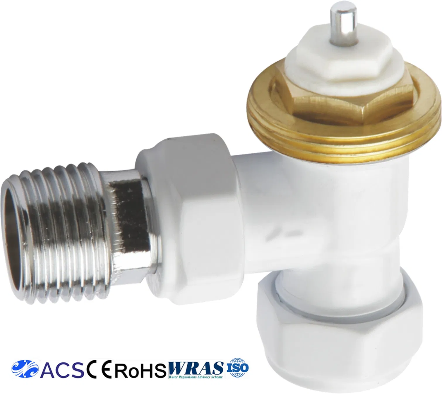White Powder Coated Angle Thermostatic Radiator Valve