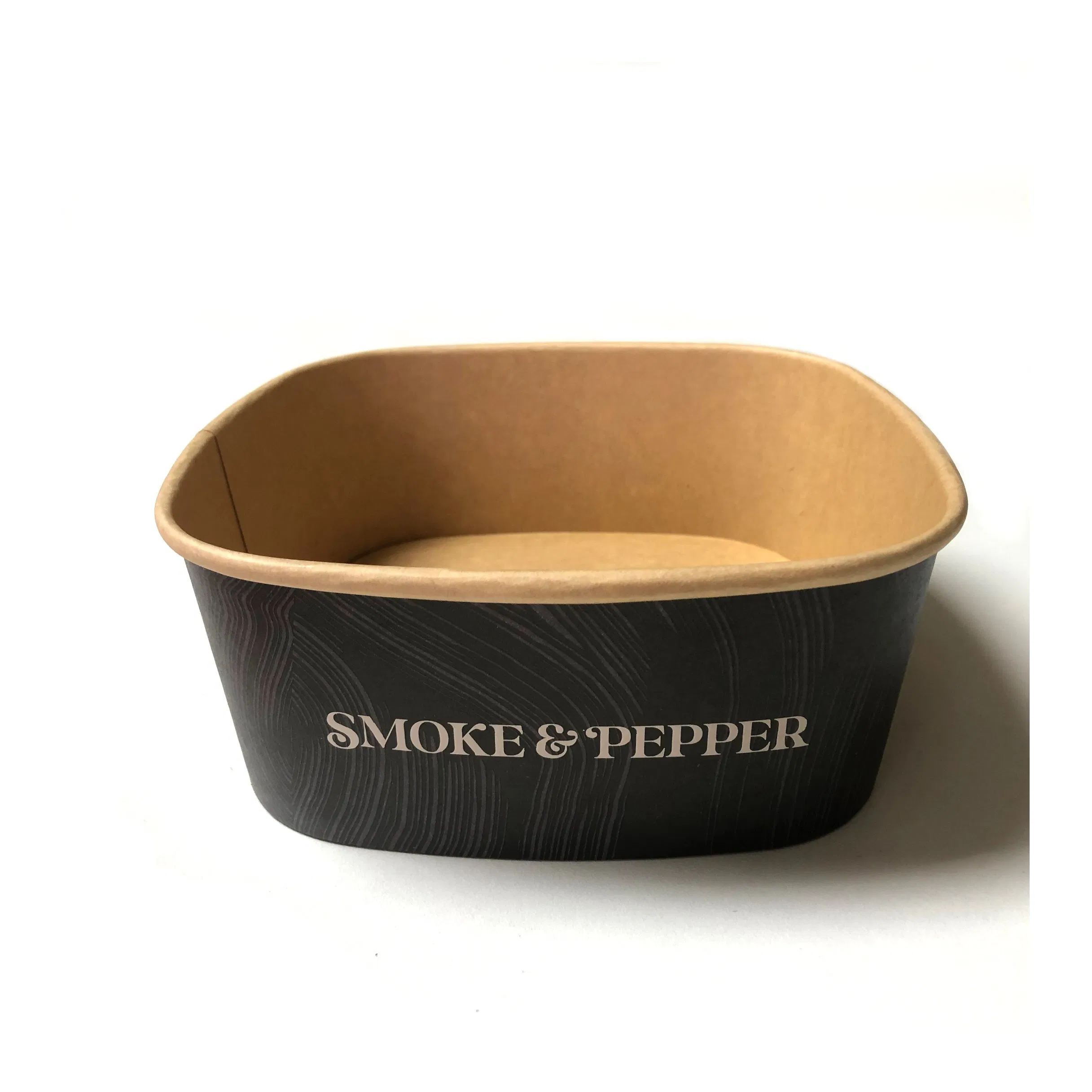 Disposable Logo Printed Food Grade Kraft Paper Salad Takeaway Container Heat Resistant Soup Sushi Fruit Bowls with Clear Lid