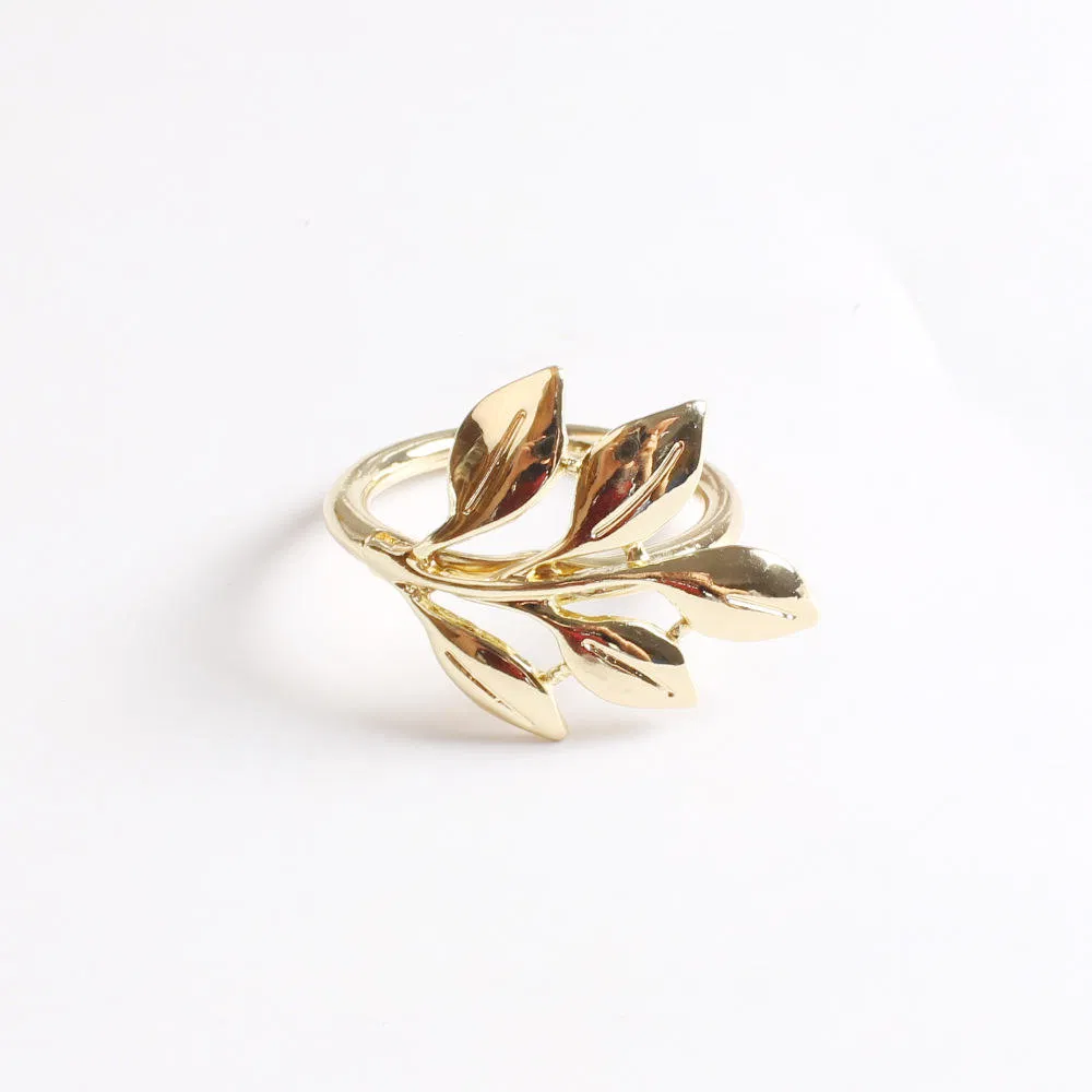 Wholesale High Quality Leaf Shape Gold Silver Napkin Ring Metal for Hotel