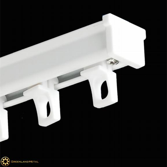 Sliding Curtain Track Component Set with End Caps, Stopper, Runners, Brackets