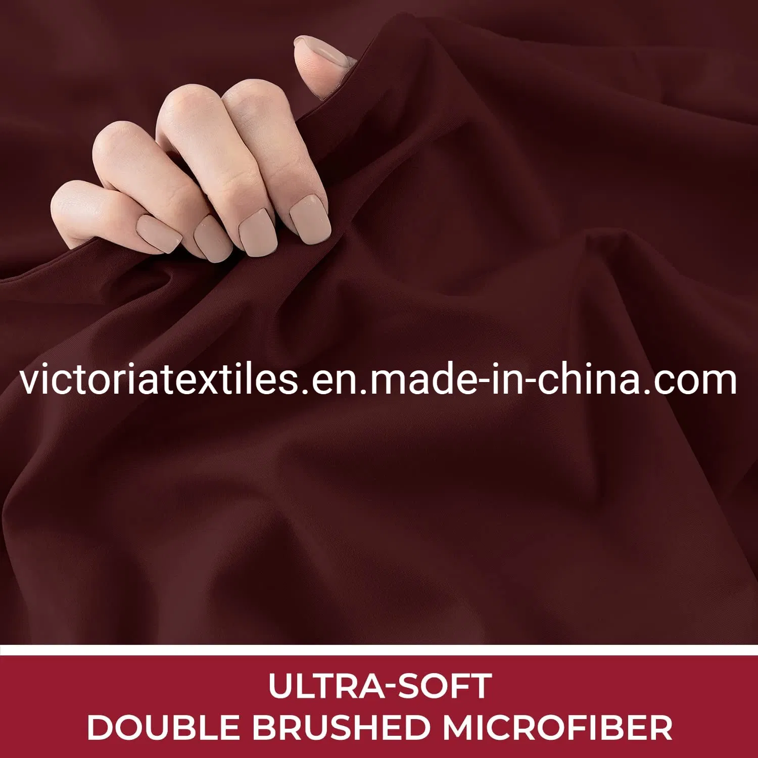 Burgundy Color Home Bed Fitted Sheet Set, Microfiber Home Bed Linens