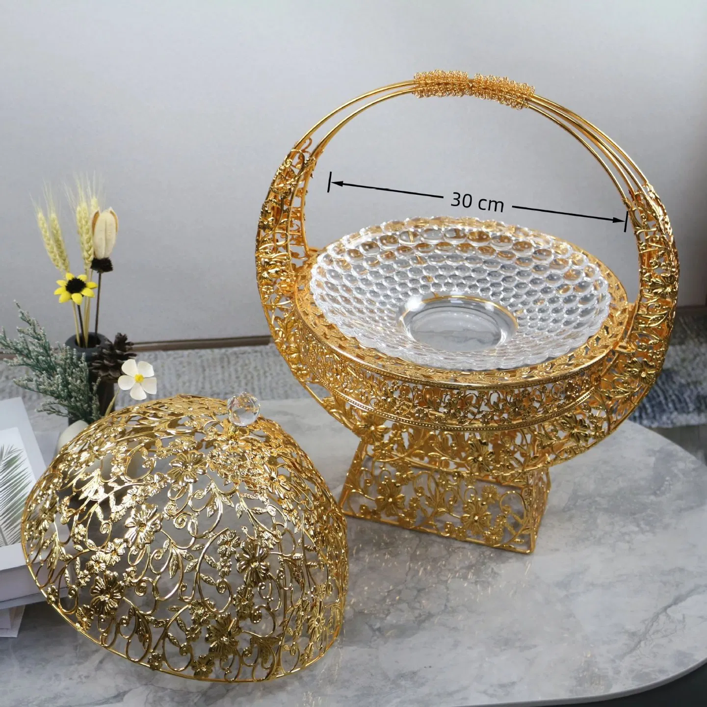 Golden Nordic Fruit Storage for Home Living Room Tray
