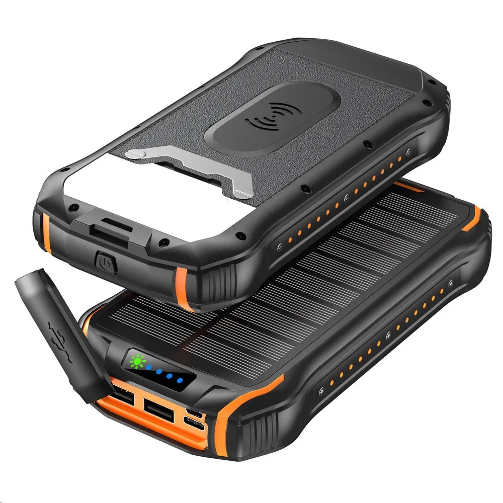 Superspeed Waterproof Outdoor Solar Power Bank 26800mAh Wireless Fast Charging Mobile Power Bank with Super Large Capacity CE