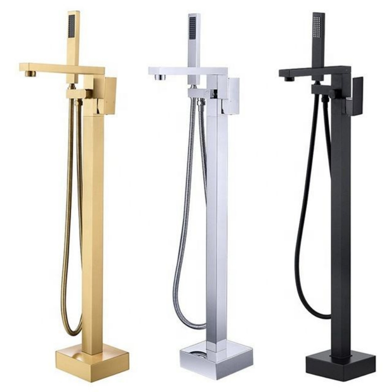 Brass Chrome Plating Floor Mounted Floor Standing Black Faucet Mixer Gold Faucet Shower Set Free Standing Bathtub Faucet