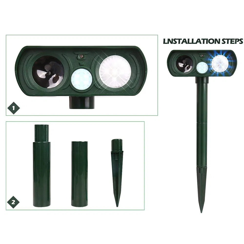 Solar Garden Lights Pest Repeller Dog Cat Repeller, Ultrasonic Animal Repeller with Motion Sensor