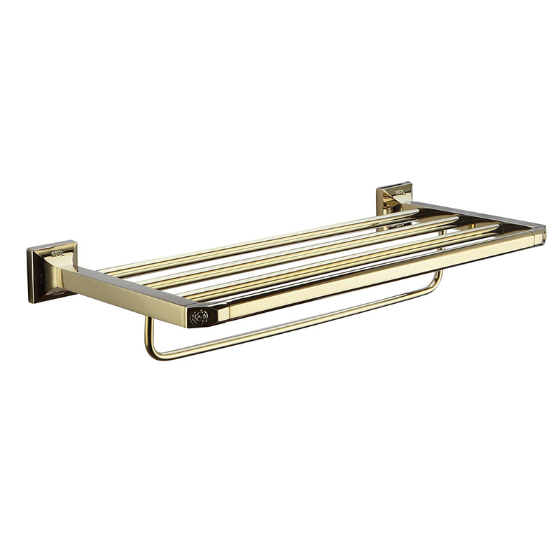 Modern Chrome Brass Design Hotel Bathroom Towel Shelves Wall Mounted Towel Shelf