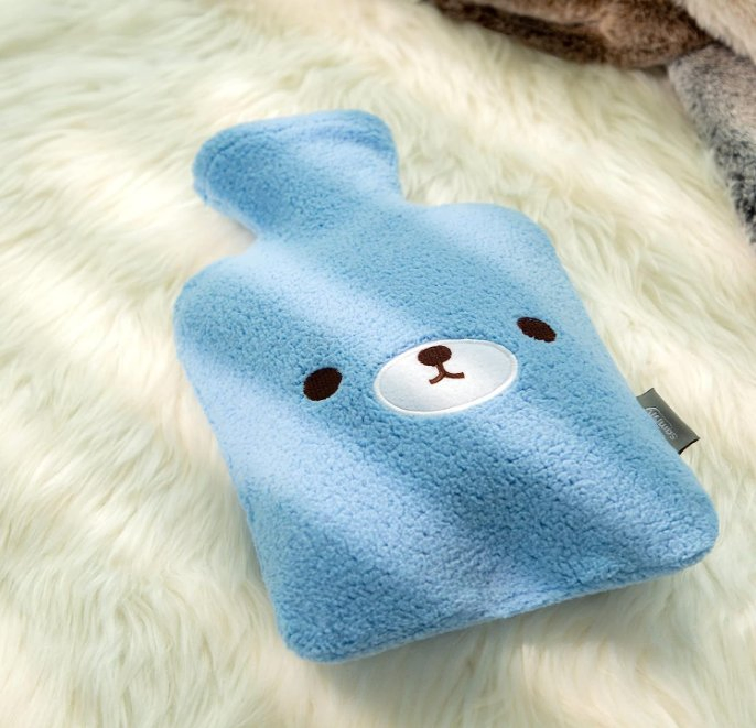PVC Hot Water Bottle with Cute Animal Cover, 2L Hot Water Bag for Hot and Cold Compress