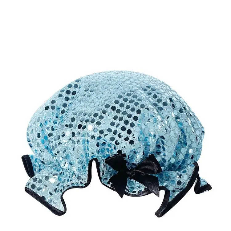 China Factory High Quality Waterproof Shower Caps Double Layer Sequin Shower Cap