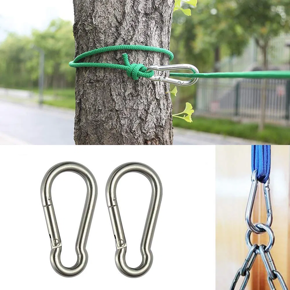 Stainless Steel DIN5299 304/316 Quick Link Swivel Clasp Spring Climbing Snap Carabiner Hooks Rotating Connector with Screw Lock for Hammock & Safety Bar