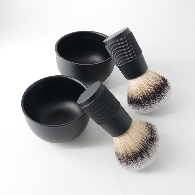 Wholesale Black Silver Shaving Brush Bowl Stainless Steel Beard Grooming Cup Shaving Bowl